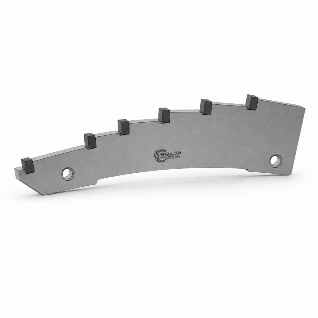 Peine STF Dry Label Scraper 240x55x10 mm con seis insertos y pequeño logotipo Sharp Industrial grabado entre los orificios