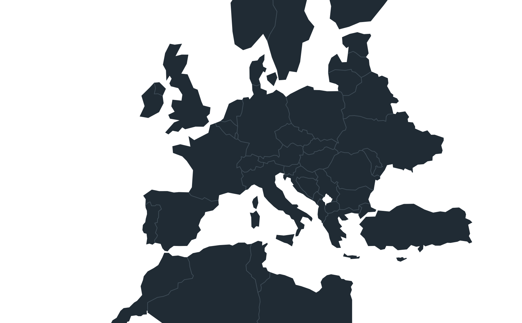 Mapa de Europa con ubicación de Valencia, España