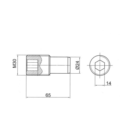 65×M30 mm · Tornillo especial compatible con Previero MU 812 – Sharp Industrial